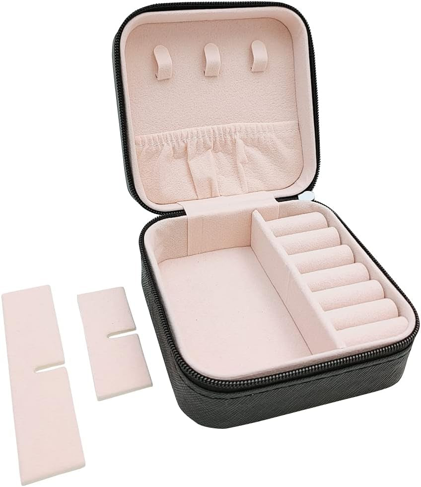 Mini Jewelry Travel Case, Small Portable Jewellry Organizer Box Portable Display Storage Box for Rings Earrings Necklaces, Gifts for Girl, Women, Wedding, Birthday, Mom, Mother'S Day (Black)
