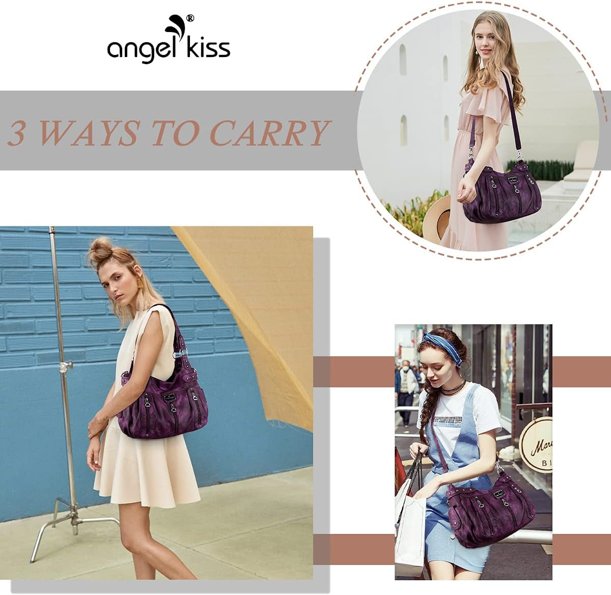 Large Purses and Handbags for Women Washed Faux Leather Crossbody Hobo Satchel Shoulder Handbag Tote Purse