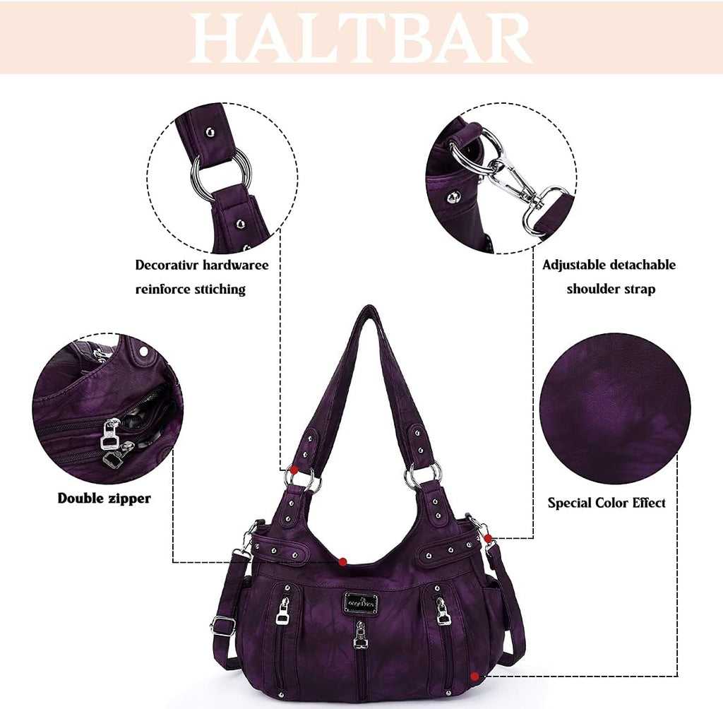 Large Purses and Handbags for Women Washed Faux Leather Crossbody Hobo Satchel Shoulder Handbag Tote Purse